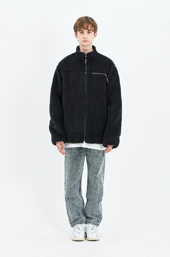 セイントペイン(SAINTPAIN)  SP OG LOGO REVERSIBLE FLEECE JACKET-BLACK