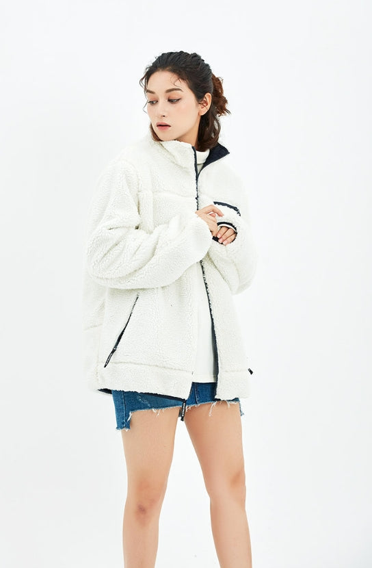 セイントペイン(SAINTPAIN)  SP OG LOGO REVERSIBLE FLEECE JACKET-WHITE