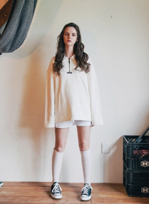 ダブルユーブイプロジェクト(WV PROJECT) COMBI HALF ZIPPER T-SHIRT CREAM JJLT7332