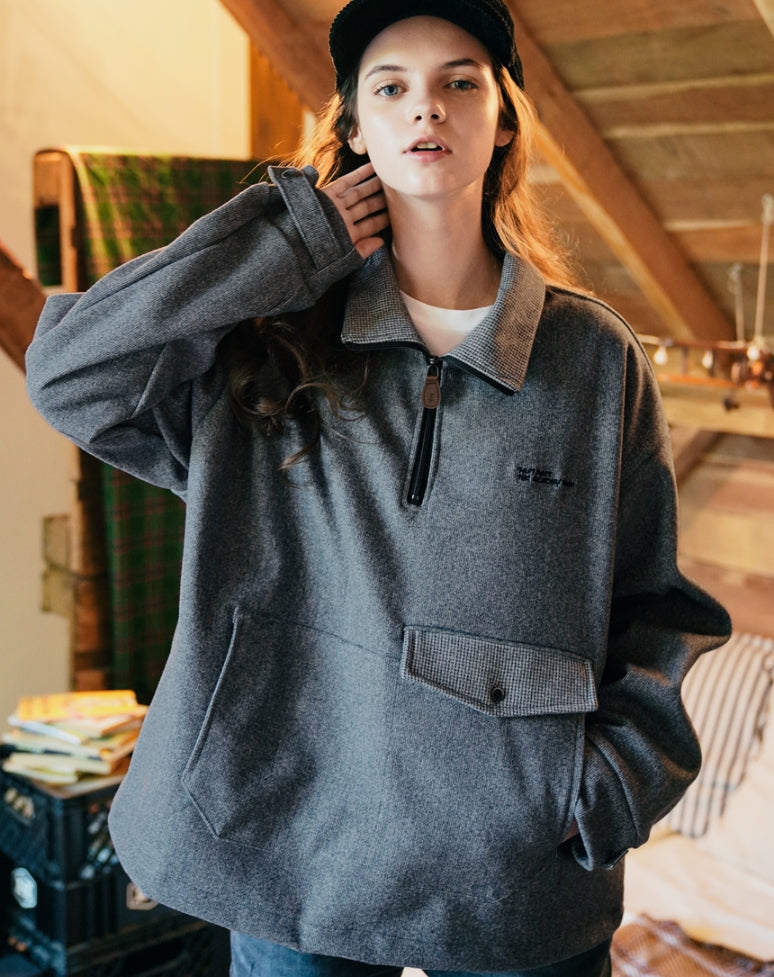 ダブルユーブイプロジェクト(WV PROJECT) Line Wool Anorak Dark gray MJOT7326