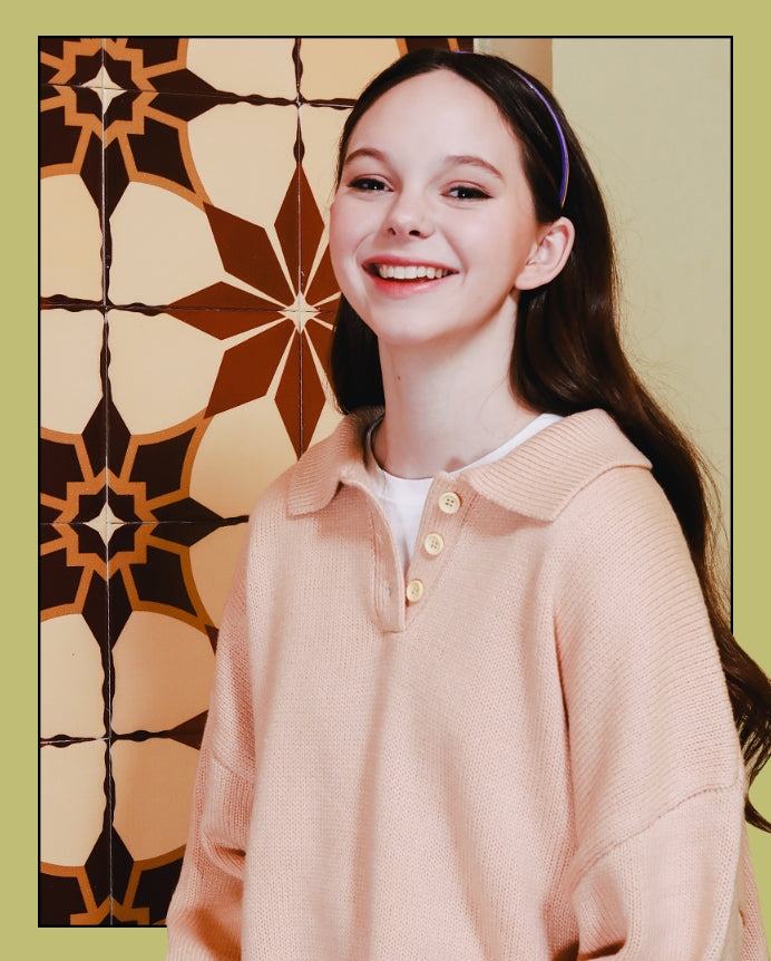 ダブルユーブイプロジェクト(WV PROJECT) MAGARET KNIT MJKN7227 (PINK BEIGE)