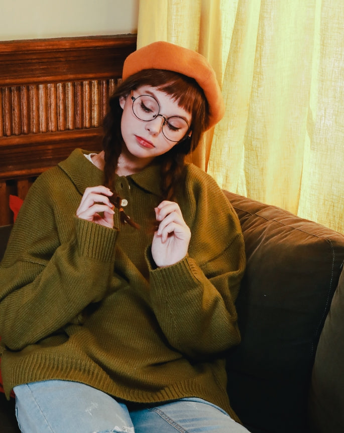 ダブルユーブイプロジェクト(WV PROJECT) MAGARET KNIT MJKN7227 (OLIVE)