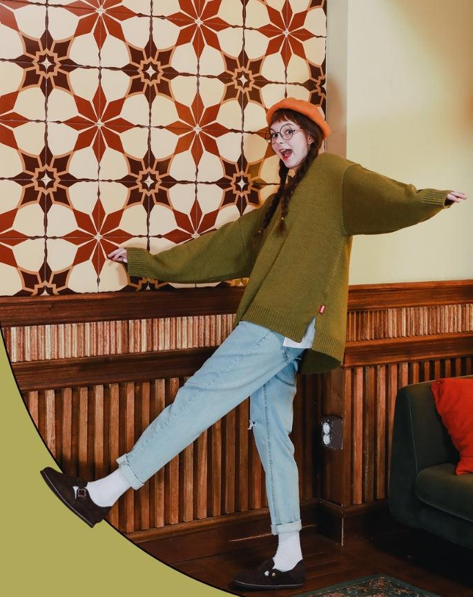 ダブルユーブイプロジェクト(WV PROJECT) MAGARET KNIT MJKN7227 (OLIVE)