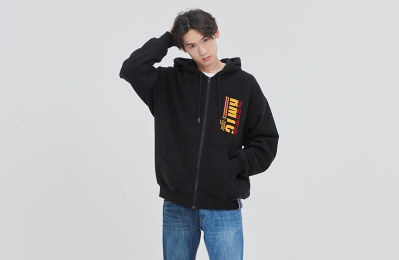 ロマンティッククラウン(ROMANTIC CROWN) RMTC LOGO HOOD ZIP UP_BLACK