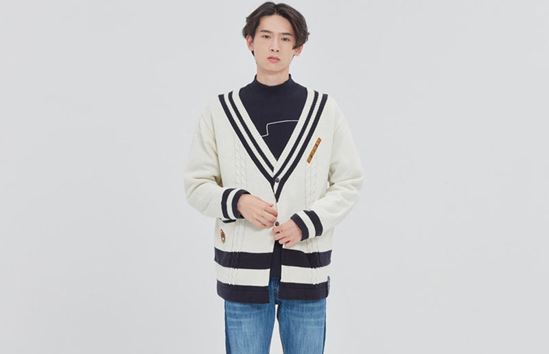 ロマンティッククラウン(ROMANTIC CROWN)V NECK POCKET KNIT CARDIGAN_OATMEAL