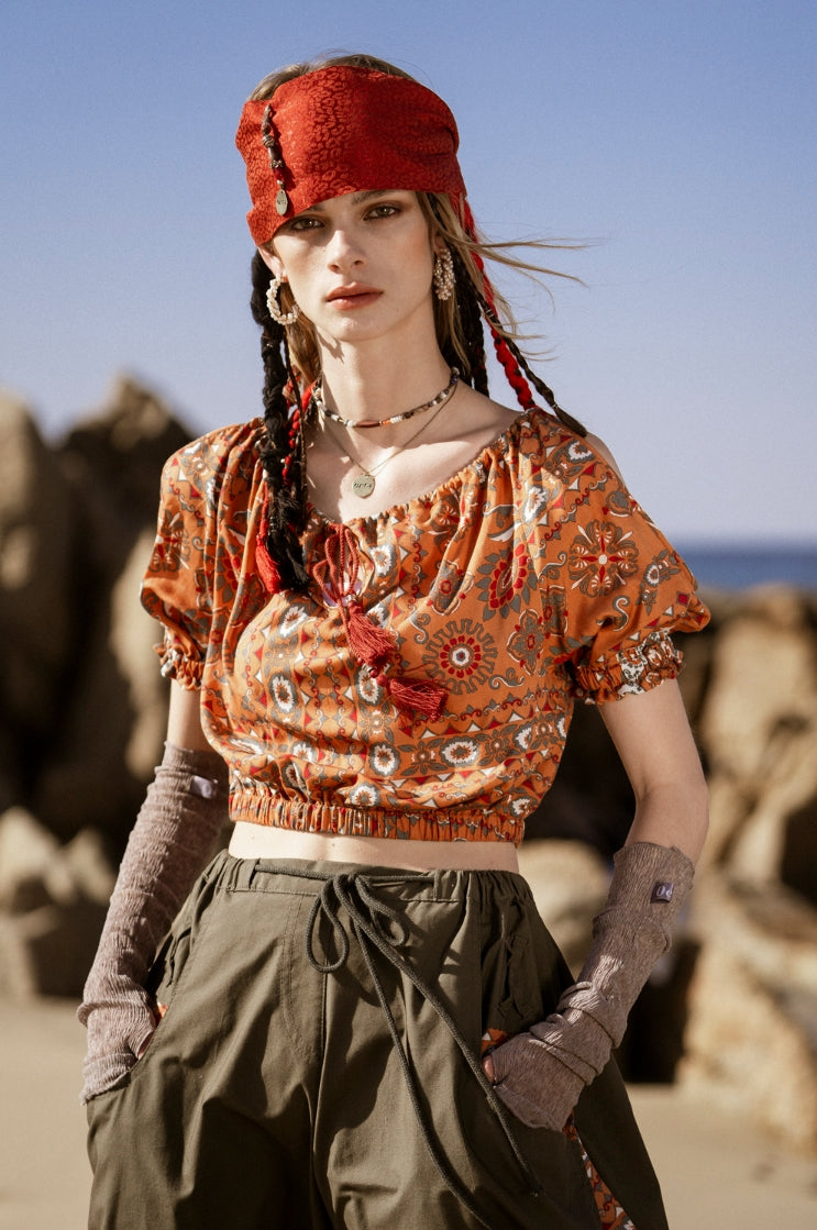 オクトーバーサード(Oct.3) Random Pleats Layered Warmer [Khaki]