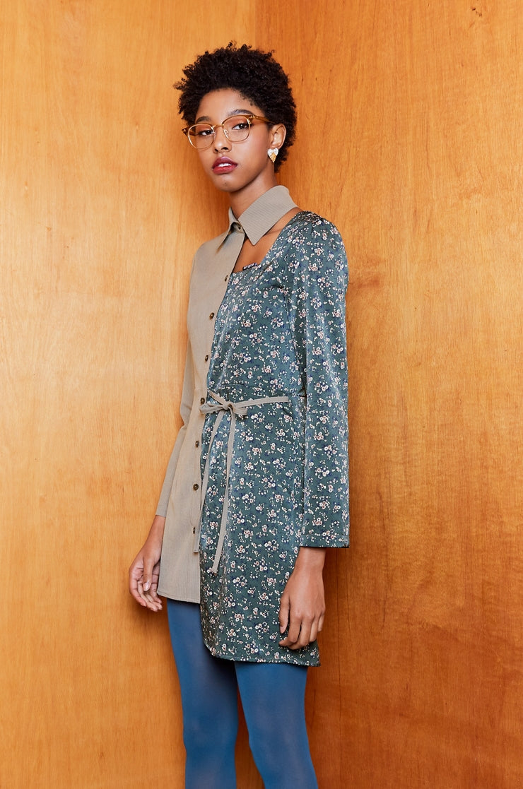 オクトーバーサード(Oct.3) Collar & Square Neck Half Dress [Beige]