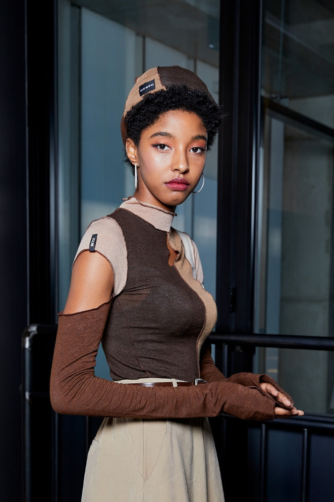 オクトーバーサード(Oct.3) 	Nude Color Chips T-shirt [Brown]