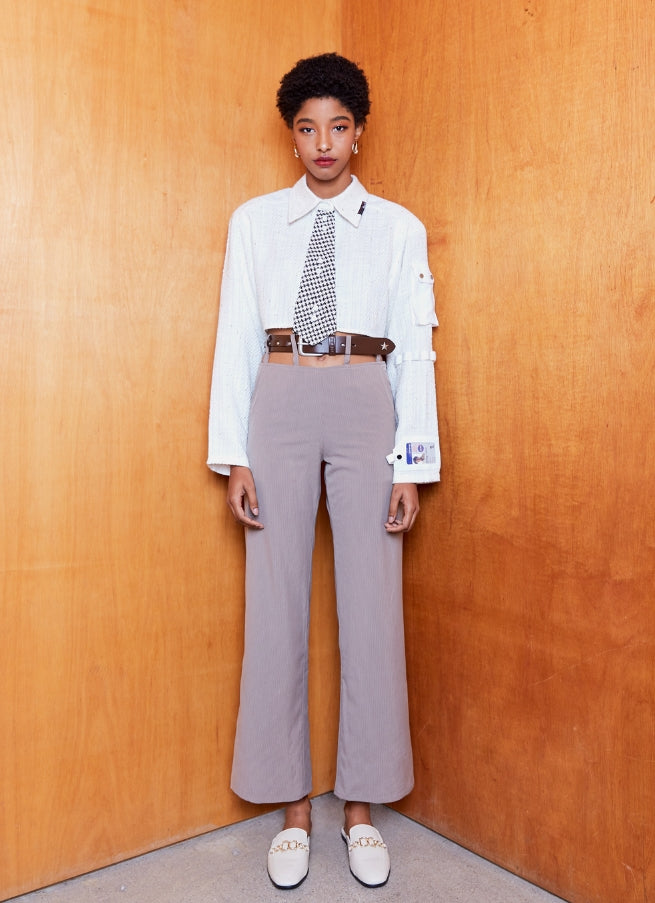オクトーバーサード(Oct.3)  Necktie Pocket Crop Shirt [White]