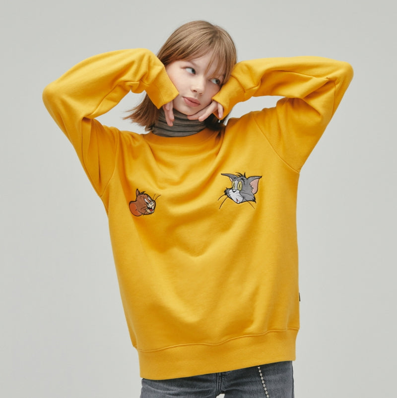 ステレオバイナルズ(Stereo Vinyls) [FW19 T&J] Velour Applique Sweatshirts(Mustard)