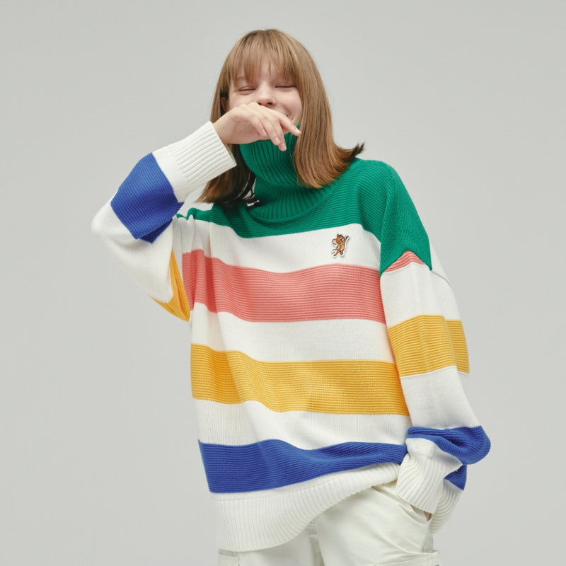 ステレオバイナルズ(Stereo Vinyls) [FW19 T&J] Stripe Turtleneck Knit(Ivory)