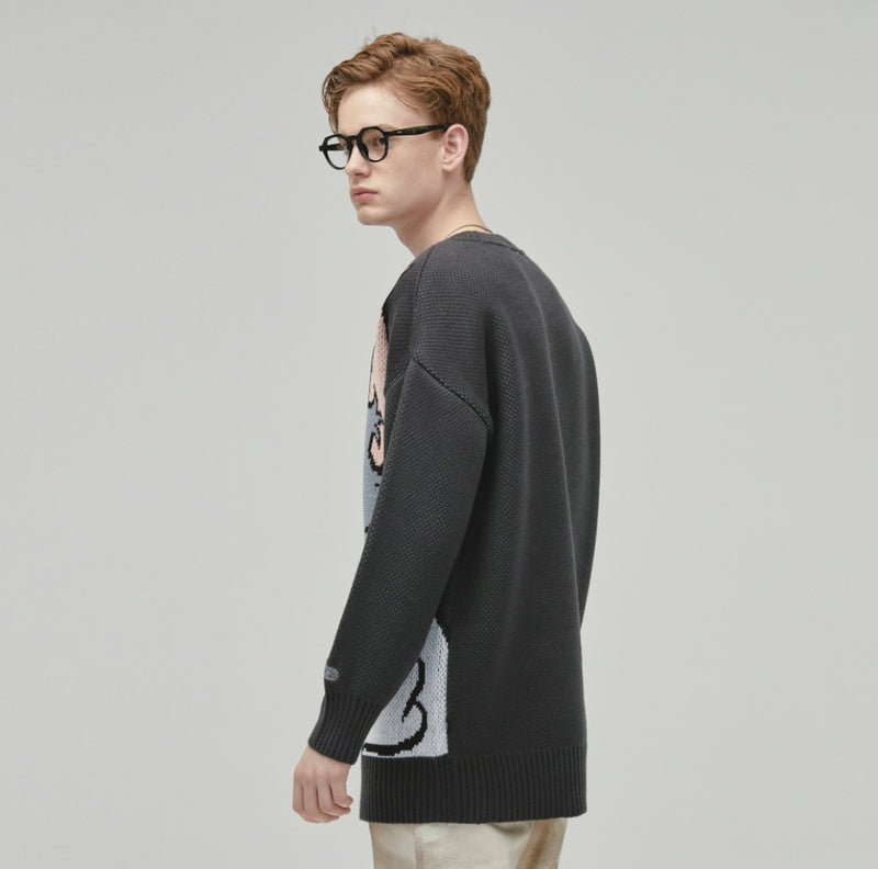 ステレオバイナルズ(Stereo Vinyls)  [FW19 T&J] Tom Jacquard Knit(Chacoal)