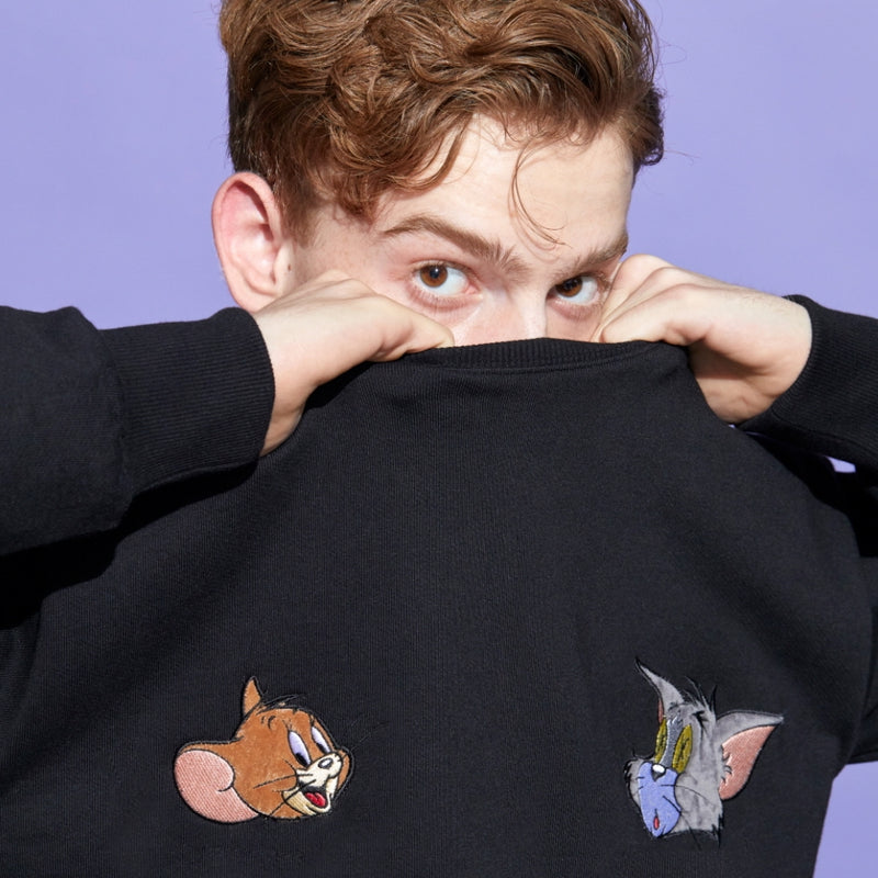 ステレオバイナルズ(Stereo Vinyls) [FW19 T&J] Velour Applique Sweatshirts(Black)