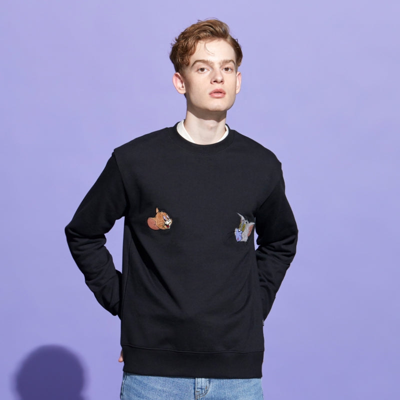 ステレオバイナルズ(Stereo Vinyls) [FW19 T&J] Velour Applique Sweatshirts(Black)