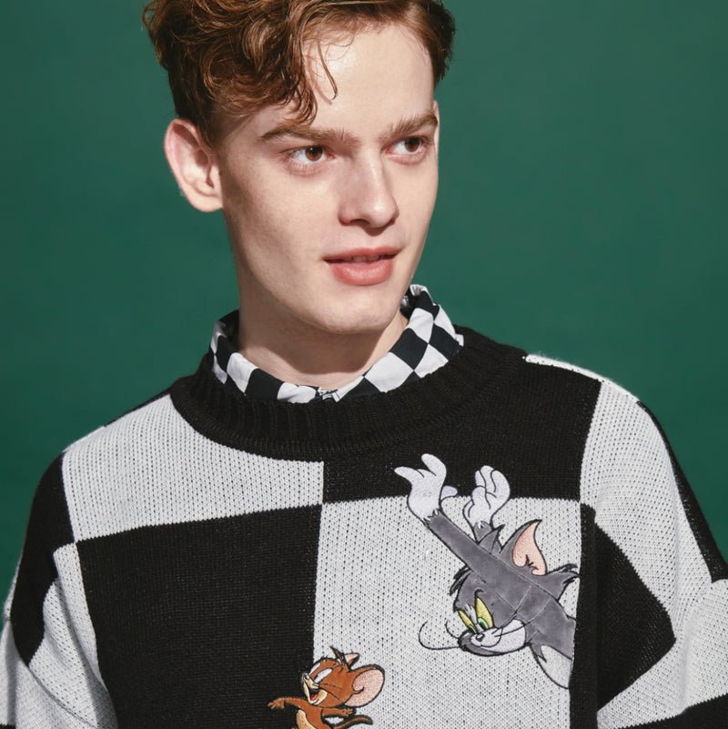 ステレオバイナルズ(Stereo Vinyls) [FW19 T&J] Checkerboard Knit(Black)