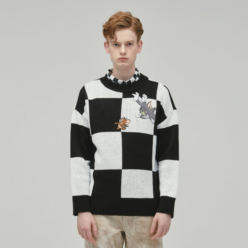 ステレオバイナルズ(Stereo Vinyls) [FW19 T&J] Checkerboard Knit(Black)