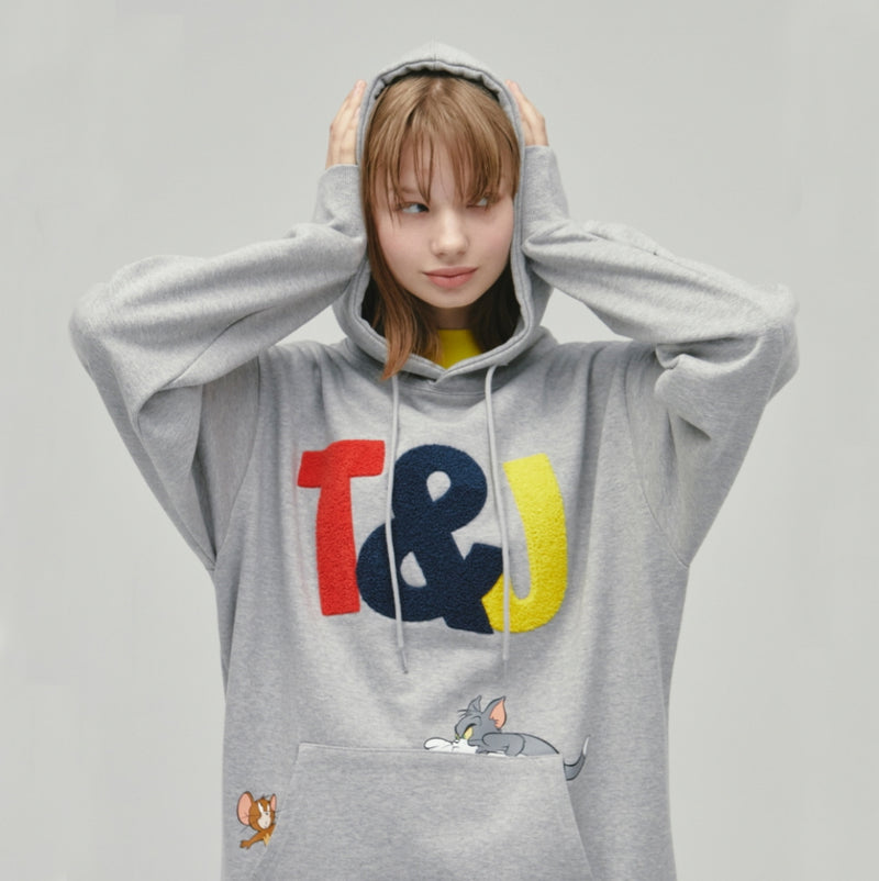 ステレオバイナルズ(Stereo Vinyls)   [FW19 T&J] Boucle Logo Hoodie(Malange Grey)