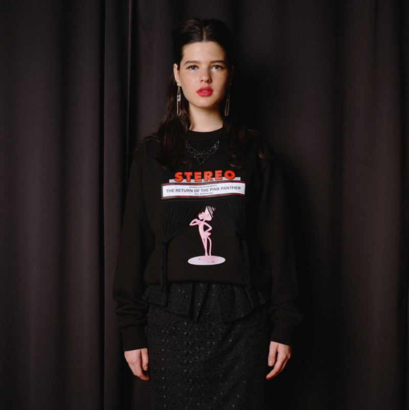 ステレオバイナルズ(Stereo Vinyls)  [FW19 Pink Panther] PP Fringe Sweatshirts(Black)