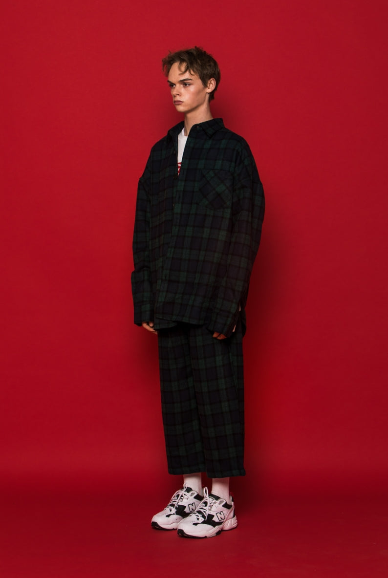 スローアシッド(SLOW ACID) SCOTT Check Shirt Jacket (GREEN)