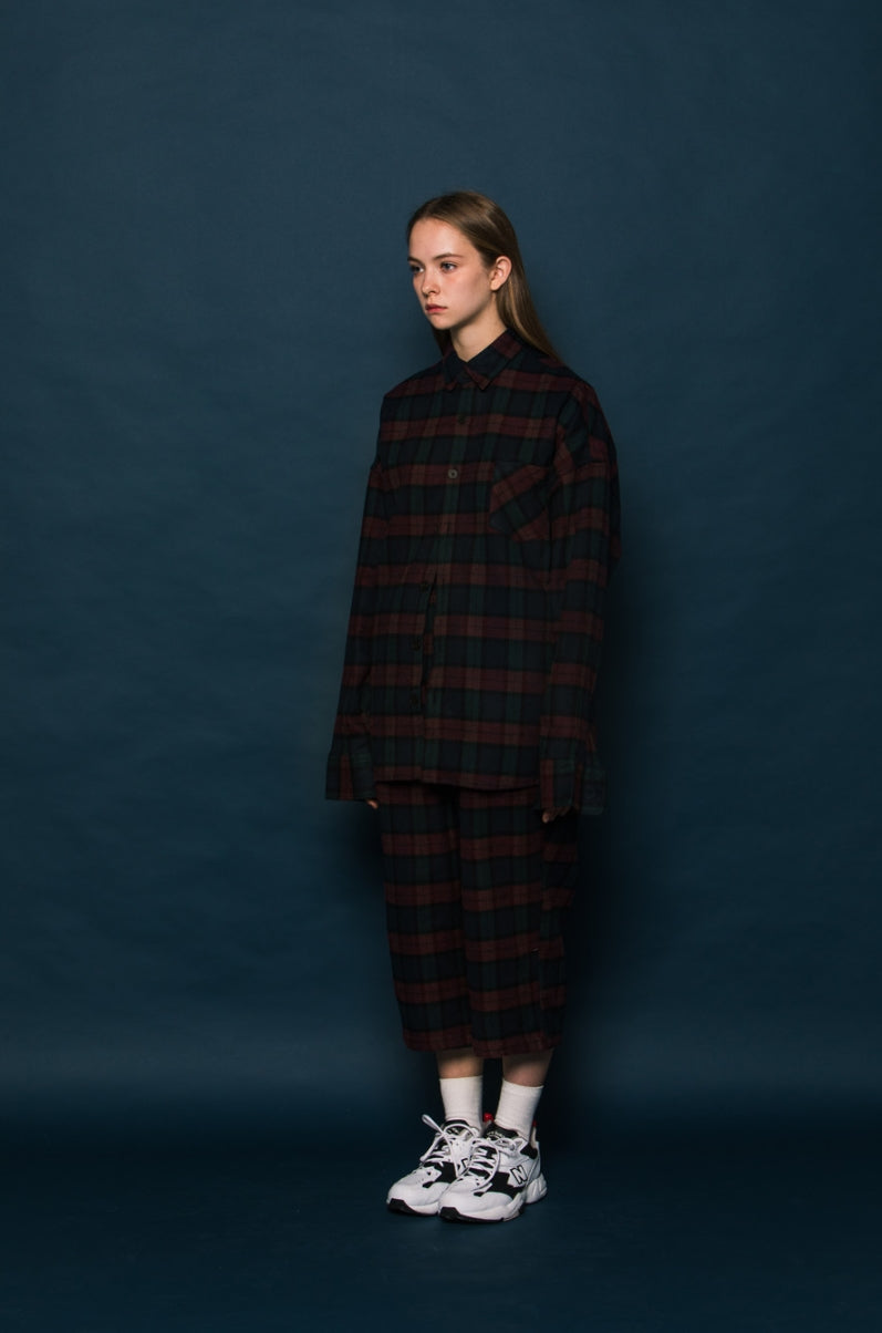 スローアシッド(SLOW ACID)  SCOTT Check Shirt Jacket (BURGUNDY)