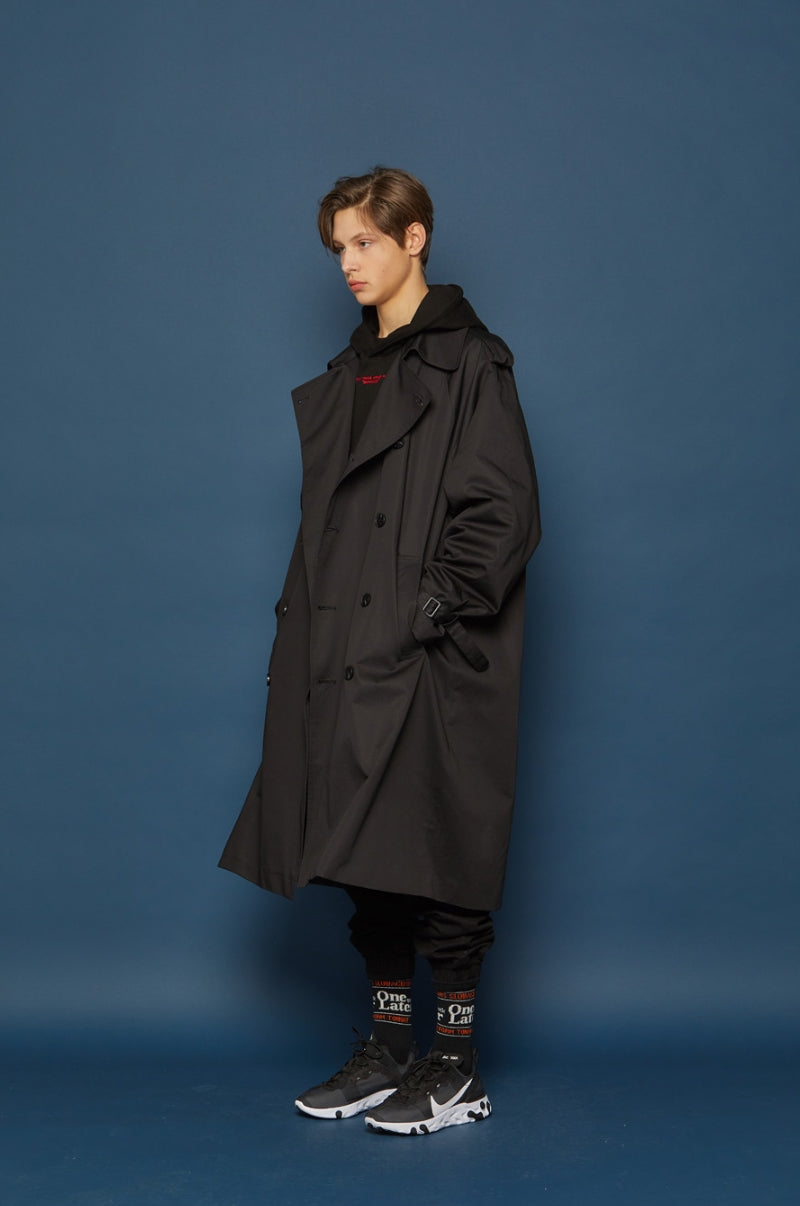 スローアシッド(SLOW ACID) Oversized Trench Coat (BLACK)