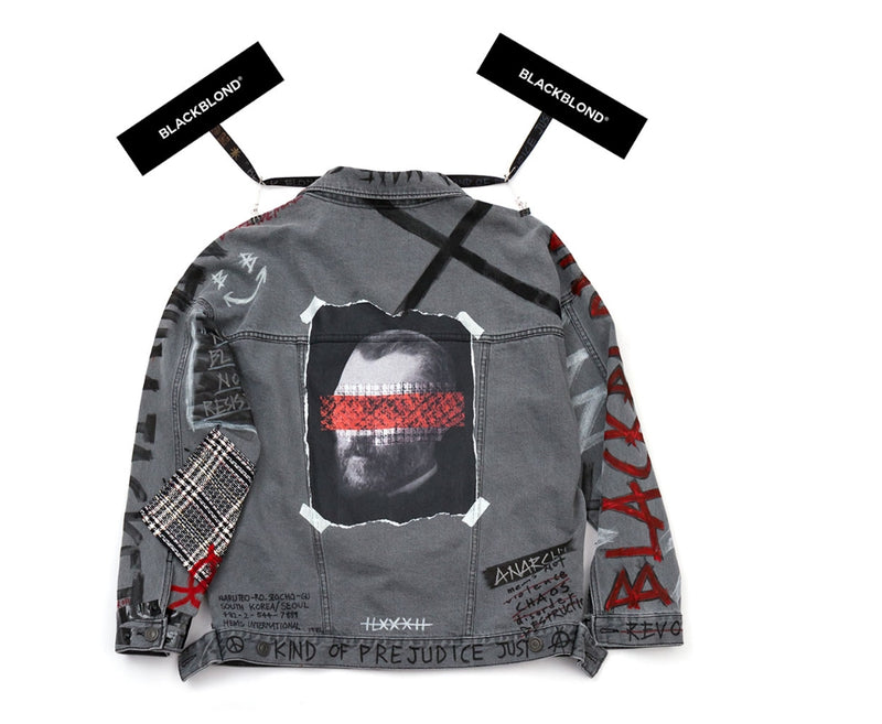 ブラックブロンド(BLACKBLOND) BBD Brutal Graffiti Denim Jacket (Dark Gray)