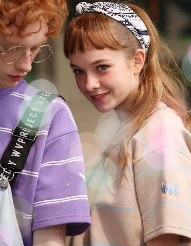 ダブルユーブイプロジェクト(WV PROJECT) TWO THIN STRIPE SHORT SLEEVE BEIGE JJST7090