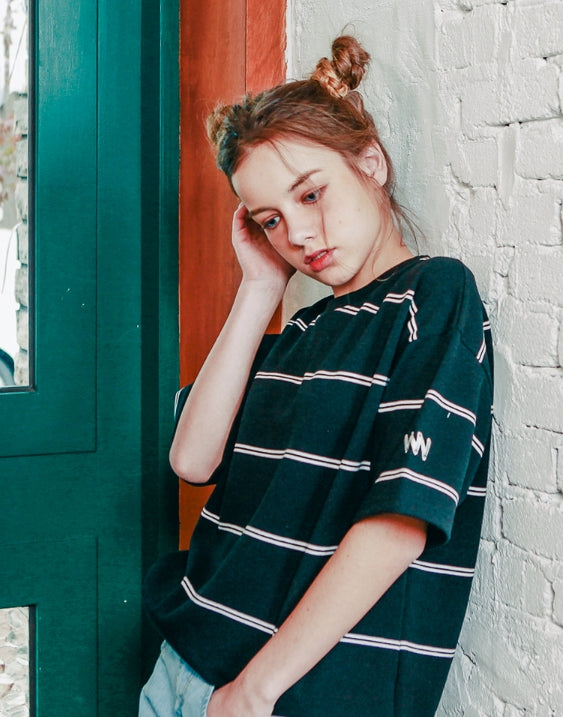 ダブルユーブイプロジェクト(WV PROJECT) TWO THIN STRIPE SHORT SLEEVE BLACK JJST7090