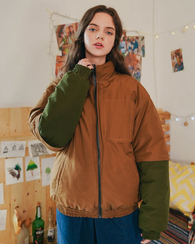 ダブルユーブイプロジェクト(WV PROJECT) Halfcut Reversible Goosedown Parka KHAKI/BROWN JJOT7312