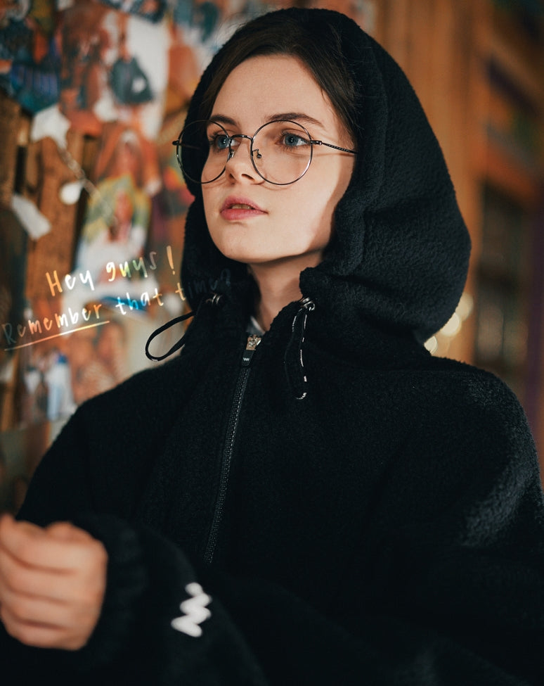 ダブルユーブイプロジェクト(WV PROJECT) FUNNY BOUNCLE HOOD ZIP-UP BLACK SYHD7340