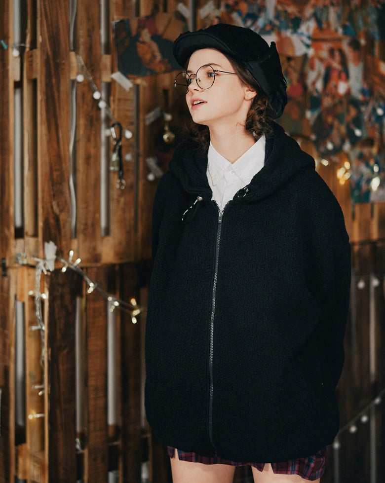 ダブルユーブイプロジェクト(WV PROJECT) FUNNY BOUNCLE HOOD ZIP-UP BLACK SYHD7340