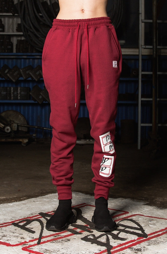 ベドインベド(BADINBAD) Ripped Sweat Pants_Burgundy