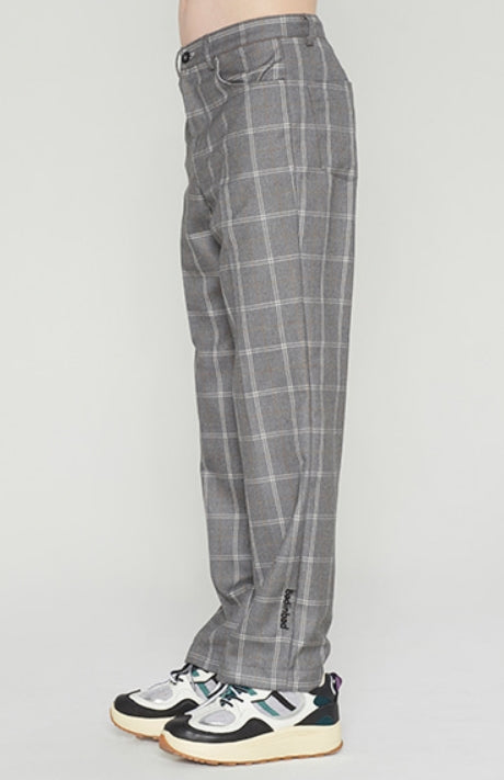 ベドインベド(BADINBAD) POINT LOGO CHECK SLACKS_GREY