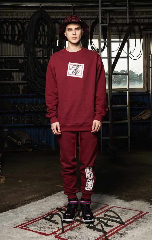 ベドインベド(BADINBAD)Tabs Logo Sweat Shirt_Burgundy