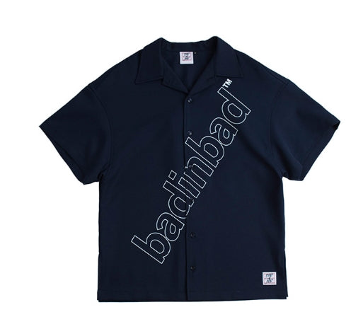 ベドインベド(BADINBAD)Outline Font Shirt_Navy