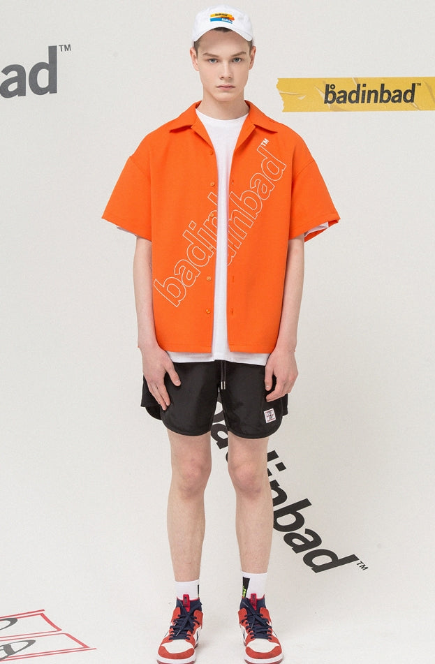 ベドインベド(BADINBAD)Outline Font Shirt_Orange