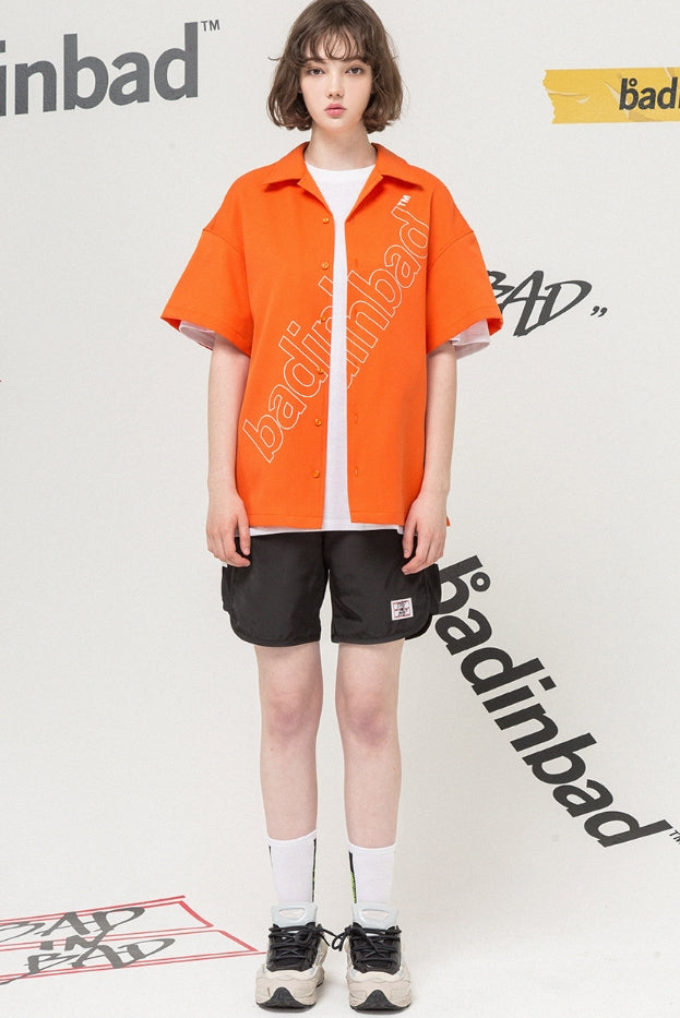 ベドインベド(BADINBAD)Outline Font Shirt_Orange