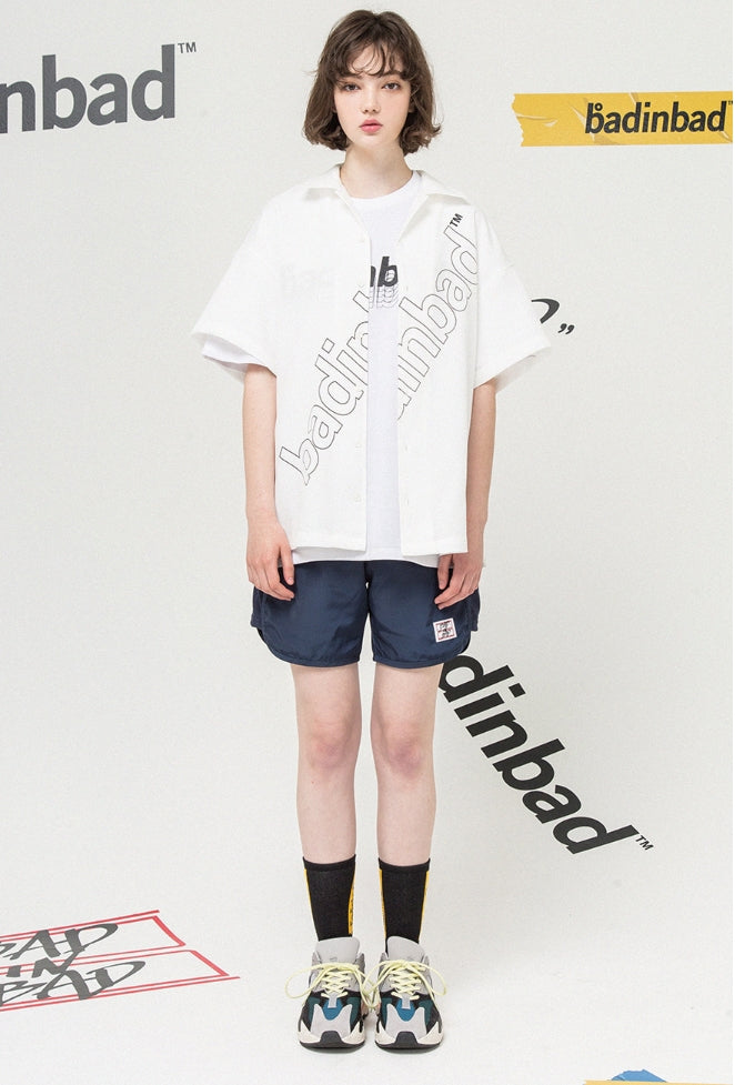 ベドインベド(BADINBAD)Outline Font Shirt_White