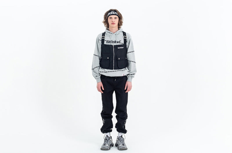 ベドインベド(BADINBAD)UTILITY Zip Up Vest_Black
