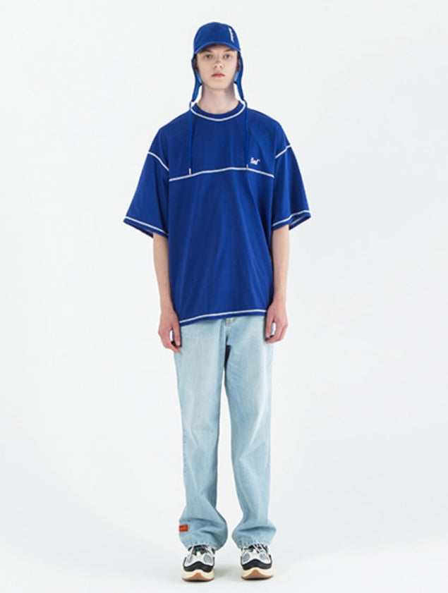 ベドインベド(BADINBAD) Out Stitch T Shirt_Blue