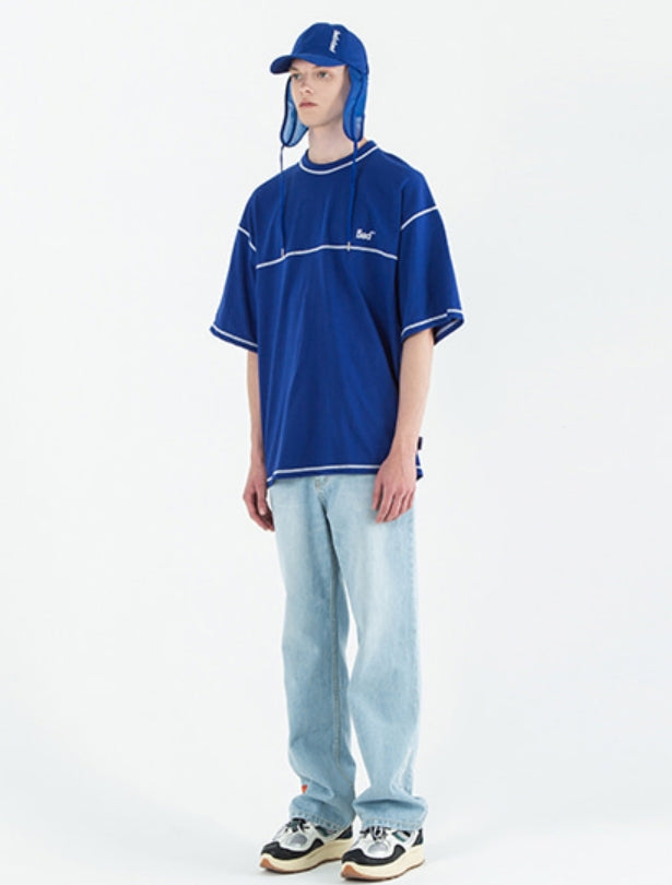 ベドインベド(BADINBAD) Out Stitch T Shirt_Blue