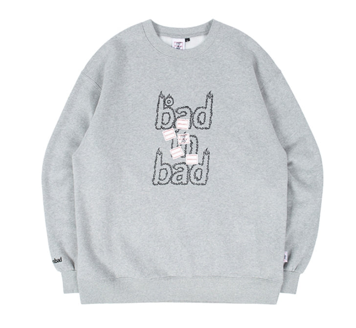 ベドインベド(BADINBAD)[BIB X JODAE]BAD IN MONSTER SWEATSHIRT_GREY
