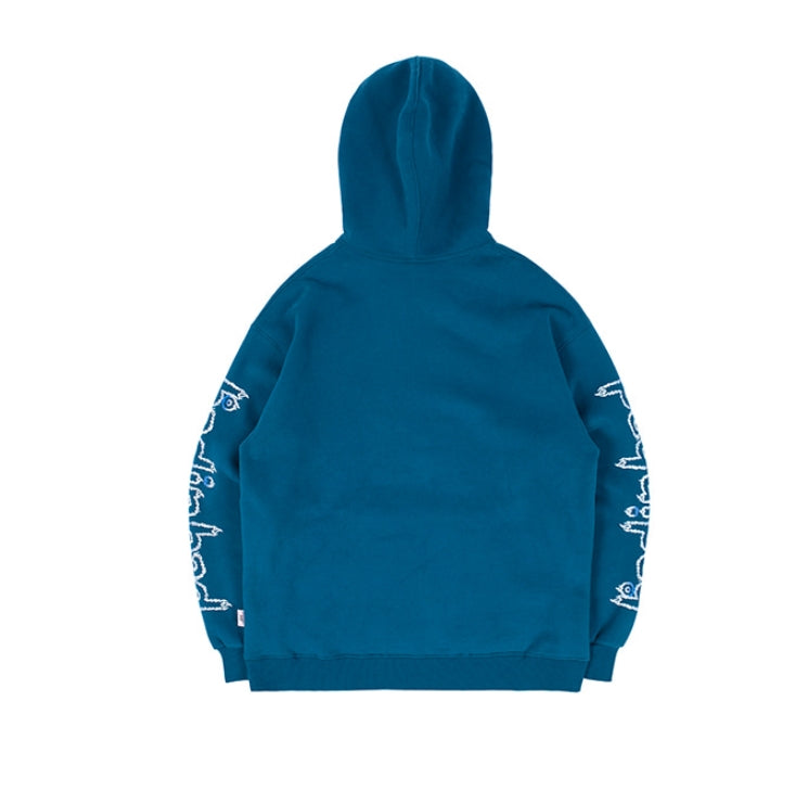 ベドインベド(BADINBAD)[BIB X JODAE]FLAME LOGO HOODIE_BLUE GREEN