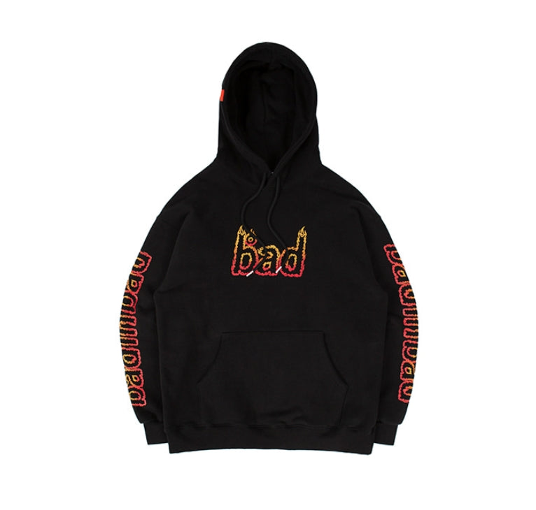 ベドインベド(BADINBAD)[BIB X JODAE]FLAME LOGO HOODIE_BLACK