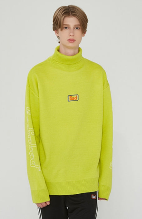 ベドインベド(BADINBAD) KNIT LOGO TURTLENECK_LIGHT GREEN