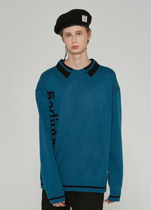 ベドインベド(BADINBAD)  LOGO COLLAR KNIT_GREEN