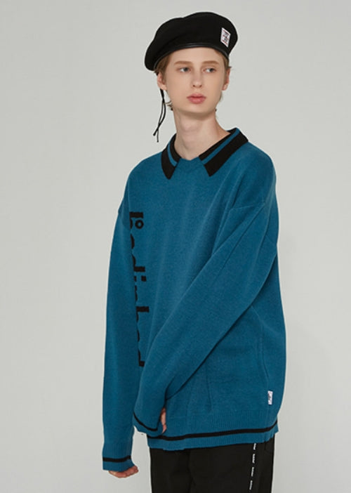 ベドインベド(BADINBAD)  LOGO COLLAR KNIT_GREEN