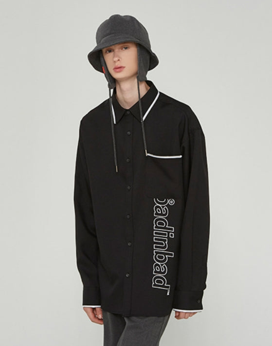 ベドインベド(BADINBAD)  ZIPPER LINING LOGO SHIRT_BLACK