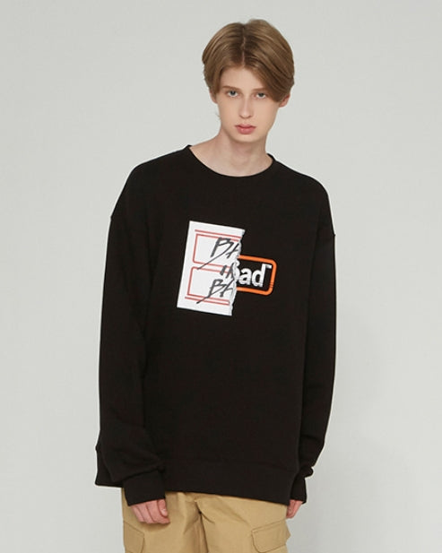 ベドインベド(BADINBAD) HALF LOGO SWEATSHIRT_BLACK