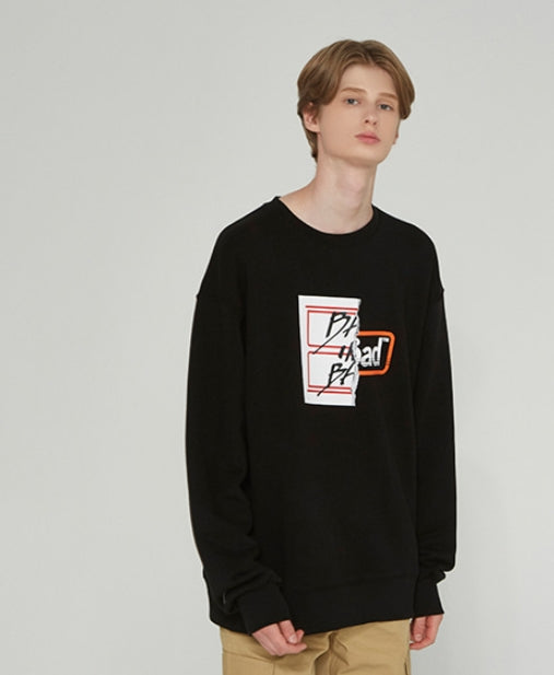ベドインベド(BADINBAD) HALF LOGO SWEATSHIRT_BLACK